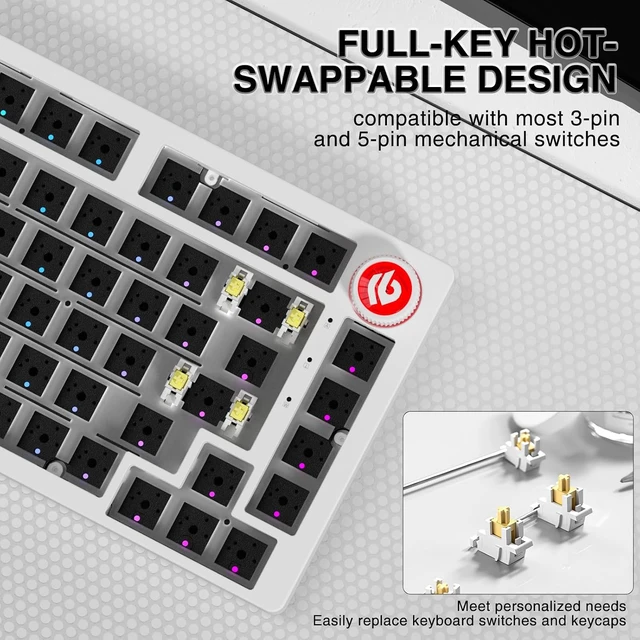 Alt view image 5 of 7 - LEOBOG Hi75C Upgraded Wired Mechanical Keyboard Kit Aluminum Alloy 75%