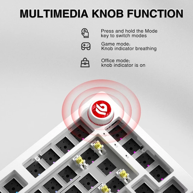 Alt view image 7 of 7 - LEOBOG Hi75C Upgraded Wired Mechanical Keyboard Kit Aluminum Alloy 75%