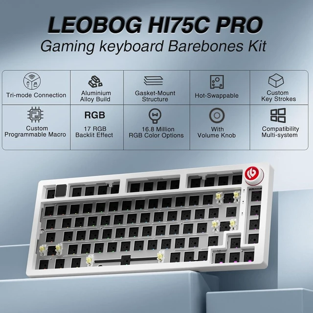 Alt view image 2 of 7 - LEOBOG Hi75C Pro Wireless Mechanical Keyboard Kit 75% Barebones DIY Base