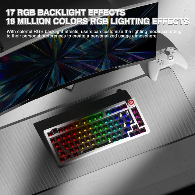 Alt view image 6 of 7 - LEOBOG Hi75C Upgraded Wired Mechanical Keyboard Kit Aluminum Alloy 75%
