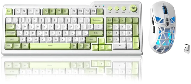 Main image of Aula F3099 Wireless Keyboard and Mouse Combo, Tri-Mode BT5.0/2.4GHz/USB-C Cute Creamy Keyboard with Number Pad+ SM802 Wireless Gaming Mouse,24,000 DPI Max68g Lightweight Computer Mouse for Laptop/PC