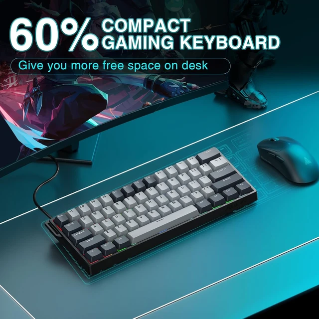 Alt view image 3 of 7 - AULA WIN60 HE PRO 60% Mechanical Gaming Keyboard Wired, Magnetic Switch Hot Swappable, Adjustable Actuation Rapid Trigger Mode, 8000Hz Polling Rate, RGB Small Keyboard 60 Percent Compact Design for PC