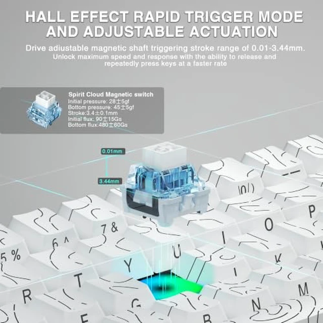 Alt view image 4 of 7 - Aula MINI60 HE MAX - 60% Mechanical Gaming Keyboard Wireless, Hall Effect Magnetic Switch+SOLAKAKA SM850 Wireless Gaming Mouse24000 DPI Adjustable, Lightweight, Ergonomic Wireless Mouse