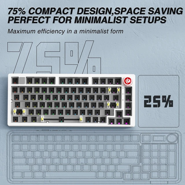 Alt view image 4 of 7 - LEOBOG Hi75C Pro Wireless Mechanical Keyboard Kit 75% Barebones DIY Base