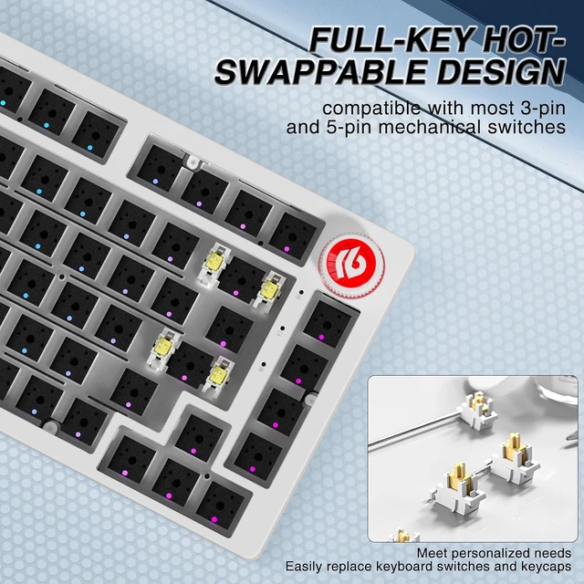 Alt view image 6 of 7 - LEOBOG Hi75C Pro Wireless Mechanical Keyboard Kit 75% Barebones DIY Base