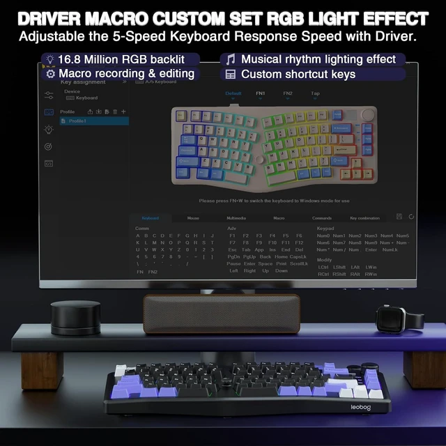 Alt view image 6 of 7 - LEOBOG A75 Alice Ergonomic Wireless Mechanical Keyboard with Joystick Knob