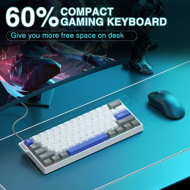 Alt view image 3 of 7 - AULA WIN60 HE MAX - 60% Mechanical Gaming Keyboard Wired, Hall Effect Magnetic Switches Hot Swappable, Adjustable Actuation Rapid Trigger Mode, 8000 Hz Polling Rate, 60 Percent Keyboard Compact Design