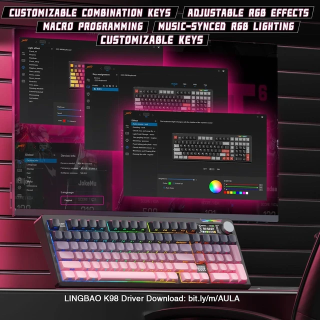Alt view image 7 of 7 - LINGBAO K98 PRO Wireless Mechanical Gaming Keyboard with Screen & Knob