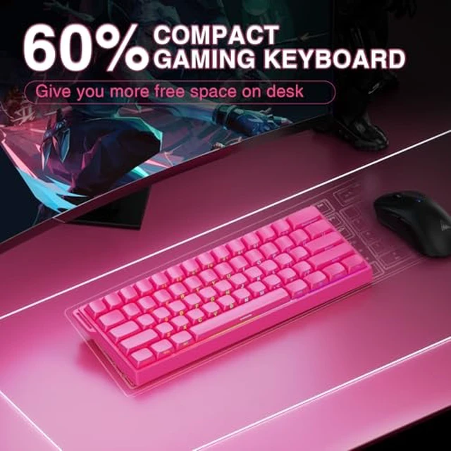 Alt view image 3 of 7 - Aula WIN60 HE Pro- 60% Mechanical Gaming Keyboard Wired, Hall Effect Magnetic Switch Keyboard+SOLAKAKA SM850 Wireless Gaming Mouse24000 DPI Adjustable, Lightweight, Ergonomic Wireless Mouse