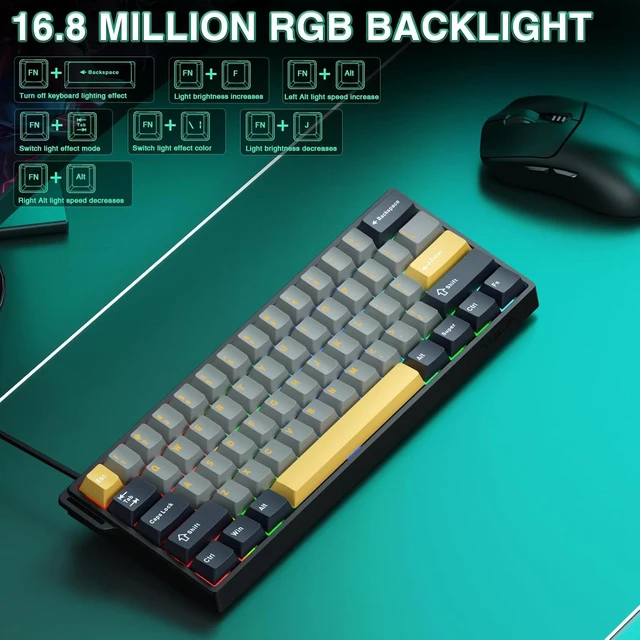 Alt view image 4 of 7 - AULA WIN60 HE MAX - 60% Mechanical Gaming Keyboard Wired, Hall Effect Magnetic Switches Hot Swappable, Adjustable Actuation Rapid Trigger Mode, 8000 Hz Polling Rate, 60 Percent Keyboard Compact Design