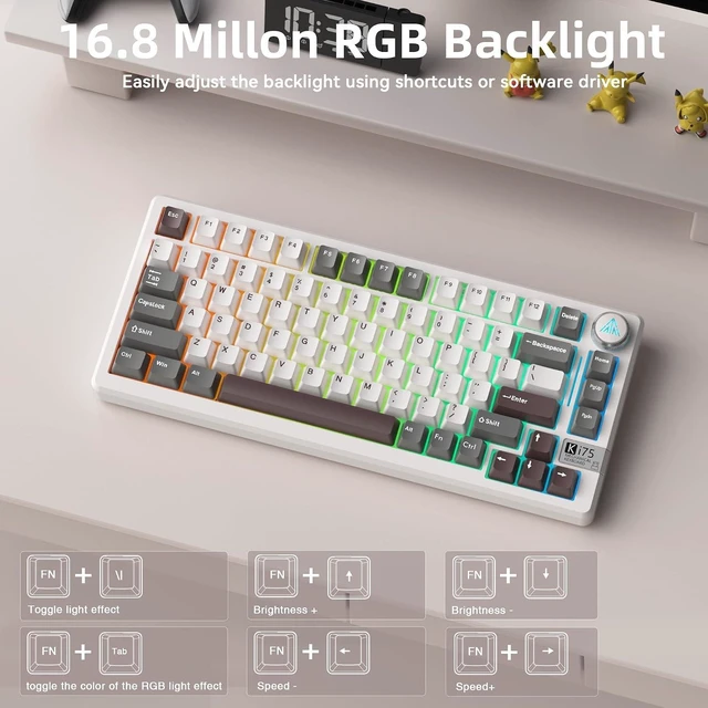 Alt view image 6 of 7 - SOLAKAKA KI75 Wireless Gaming Keyboard, 75% Mechanical Aluminum Keyboard