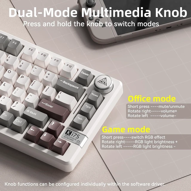 Alt view image 4 of 7 - SOLAKAKA KI75 Wireless Gaming Keyboard, 75% Mechanical Aluminum Keyboard