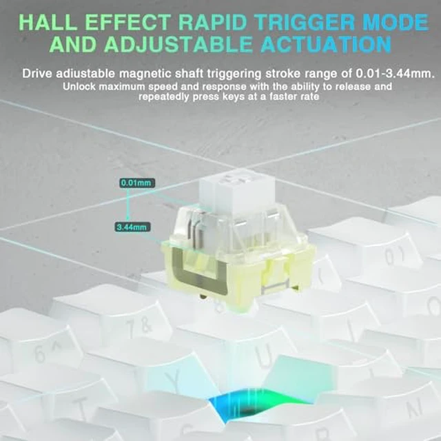 Alt view image 4 of 7 - Aula MINI60 HE PRO - 60% Mechanical Gaming Keyboard Wireless, Hall Effect Magnetic Switch(White)+SOLAKAKA SM850 Wireless Gaming Mouse24000 DPI Adjustable, Lightweight, Ergonomic Wireless Mouse