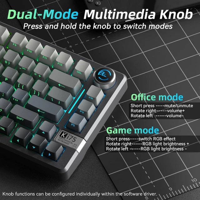 Alt view image 5 of 7 - SOLAKAKA KI75 Wireless Gaming Keyboard, 75% Mechanical Aluminum Keyboard