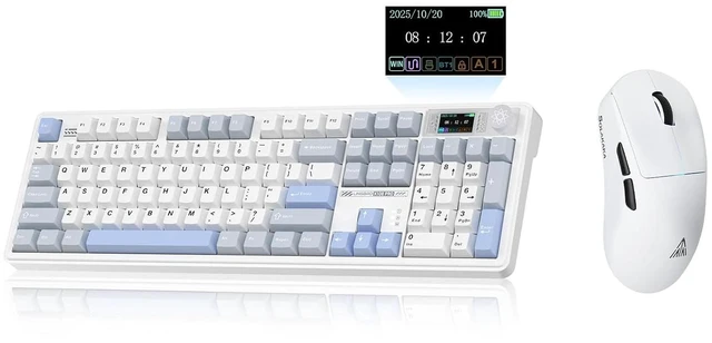 Main image of LINGBAO K108 Pro and Mouse Combo, Tri-Mode 2.4GHz/BT/Wired USB Rechargeable Creamy Keyboard with Number Pad+ SM850 Wireless Gaming Mouse Programmable Buttons,24000 DPI Adjustable for PC/Mac