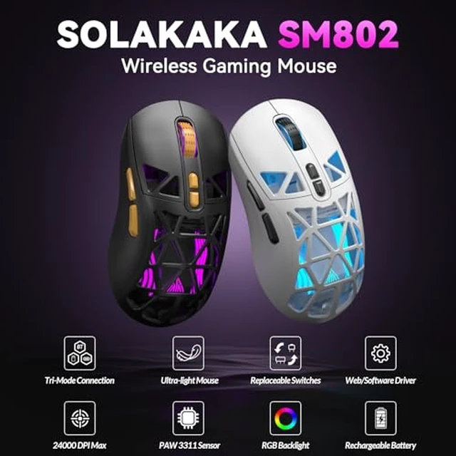 Alt view image 6 of 7 - Aula F3099 Wireless Keyboard with Media Knob RGB Backlit Gaming Keyboard +SOLAKAKA SM802 Wireless Gaming Mouse