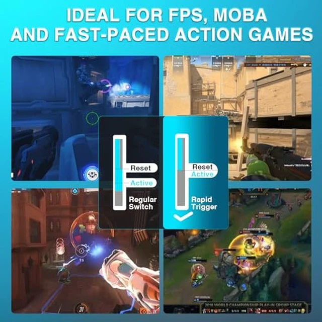 Alt view image 5 of 7 - Aula WIN60 HE Pro- 60% Mechanical Gaming Keyboard Wired, Hall Effect Magnetic Switch Keyboard+SM802 Wireless Gaming Mouse,24,000 DPI Max,Lightweight Computer Mouse for Laptop/PC