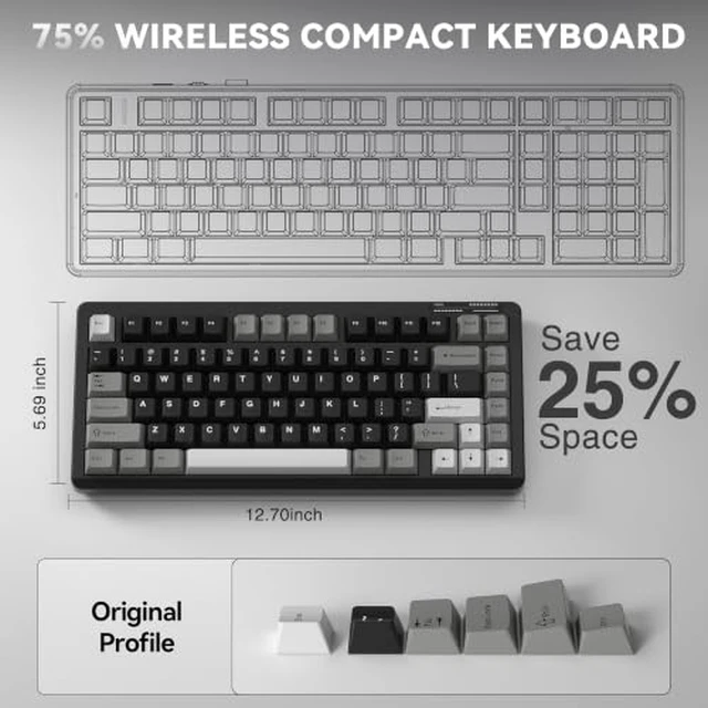 Alt view image 5 of 7 - LINGBAO K75 Wireless Mechanical 75% Gaming Keyboard+SOLAKAKA SM802 Wireless Gaming Mouse