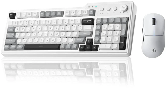Main image of Aula F3099 Wireless Keyboard with Media Knob RGB Backlit Gaming Keyboard + SOLAKAKA SM850 - Wireless Gaming Mouse - Programmable Buttons,24000 DPI AdjustablePC Gaming & Office Mice for Win/Mac/Linux