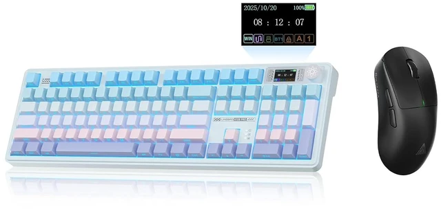 Main image of LINGBAO K108 Pro and Mouse Combo, Tri-Mode 2.4GHz/BT/Wired USB Rechargeable Creamy Keyboard with Number Pad+ SM850 Wireless Gaming Mouse Programmable Buttons,24000 DPI Adjustable for PC/Mac