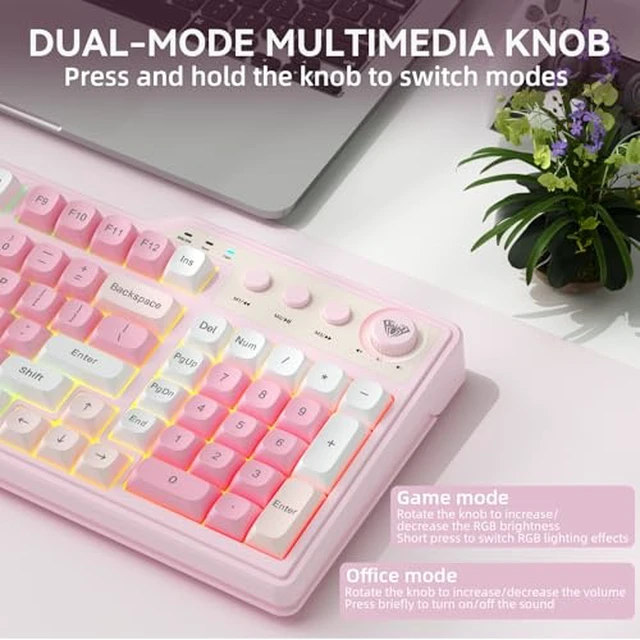 Alt view image 5 of 7 - Aula F3099 Wireless Keyboard with Media Knob RGB Backlit Gaming Keyboard +SOLAKAKA SM802 Wireless Gaming Mouse