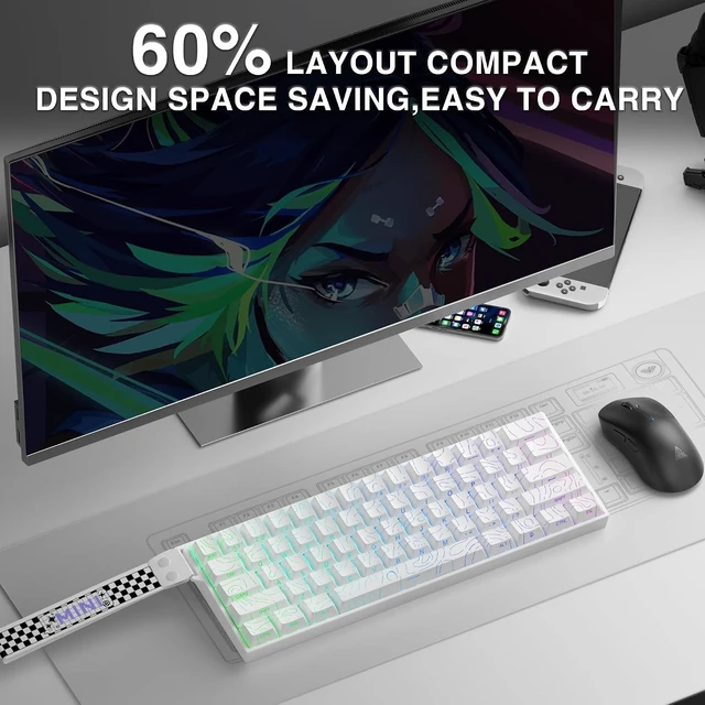 Alt view image 5 of 7 - Aula MINI60 HE MAX Wireless Gaming Keyboard 60% Magnetic Switch Keyboard