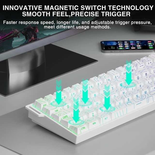 Alt view image 6 of 7 - Aula MINI60 HE MAX Wireless Gaming Keyboard 60% Magnetic Switch Keyboard