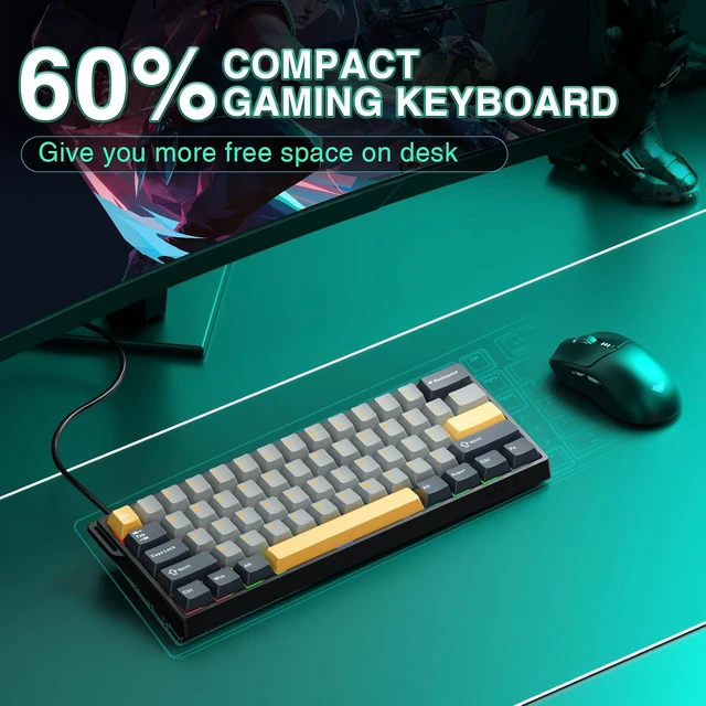 Alt view image 3 of 7 - Aula WIN60 HE MAX- 60% Mechanical Gaming Keyboard Wired, Hall Effect Magnetic Switch Keyboard+SM802 Wireless Gaming Mouse,24,000 DPI Max,Lightweight Computer Mouse for Laptop/PC
