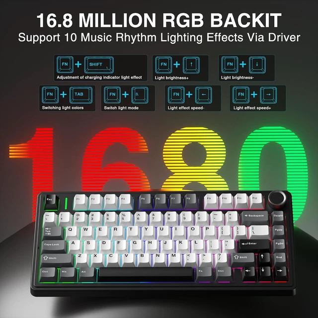 Alt view image 4 of 7 - Aula F75 HE Wireless Hall Effect Magnetic Switch Gaming Keyboard +SOLAKAKA SM850 - Wireless Gaming Mouse