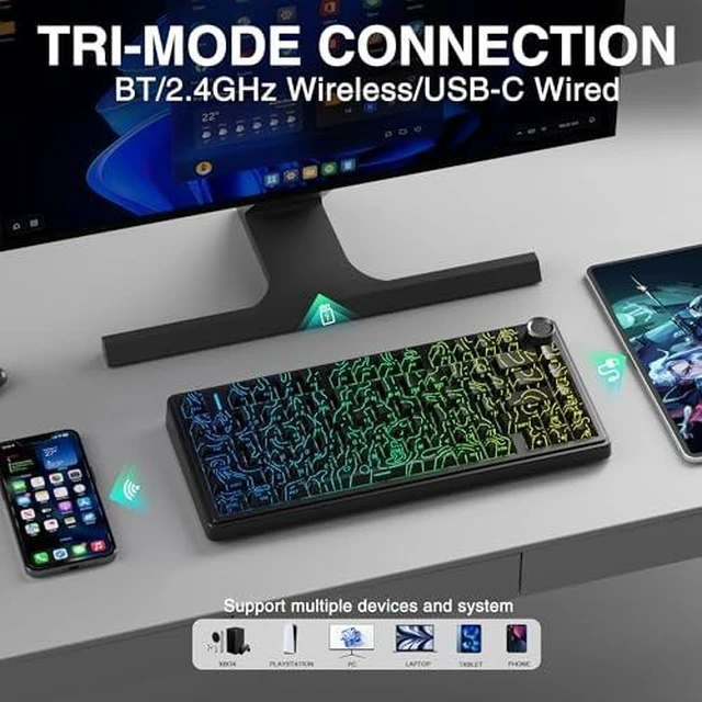 Alt view image 2 of 7 - Aula F75 HE Wireless Hall Effect Magnetic Switch Gaming Keyboard +SOLAKAKA SM850 - Wireless Gaming Mouse