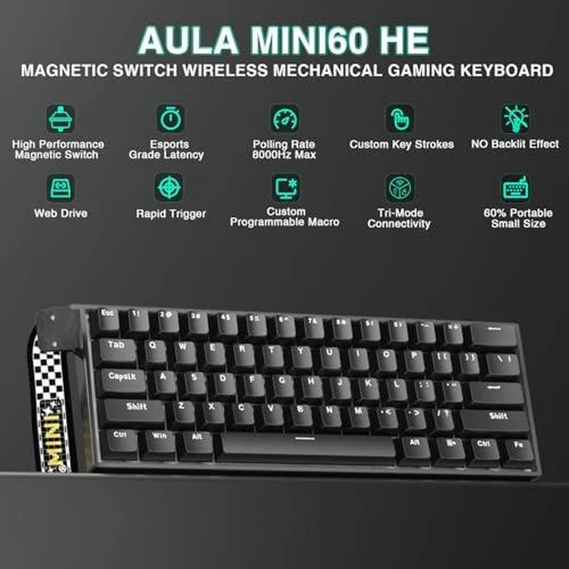 Alt view image 2 of 7 - Aula MINI60 HE Wireless Gaming Keyboard+SM850 - Wireless Gaming Mouse