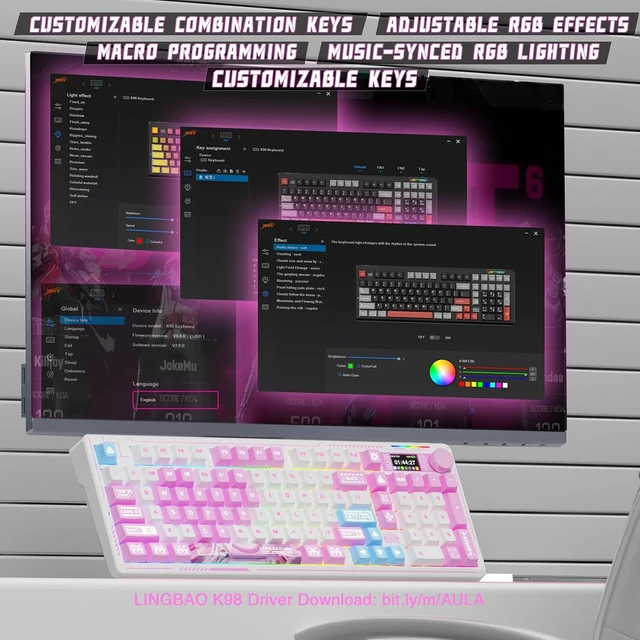 Alt view image 6 of 7 - LINGBAO K98 PRO Anime Mechanical Wireless Gaming Keyboard +SM850 Mouse Set