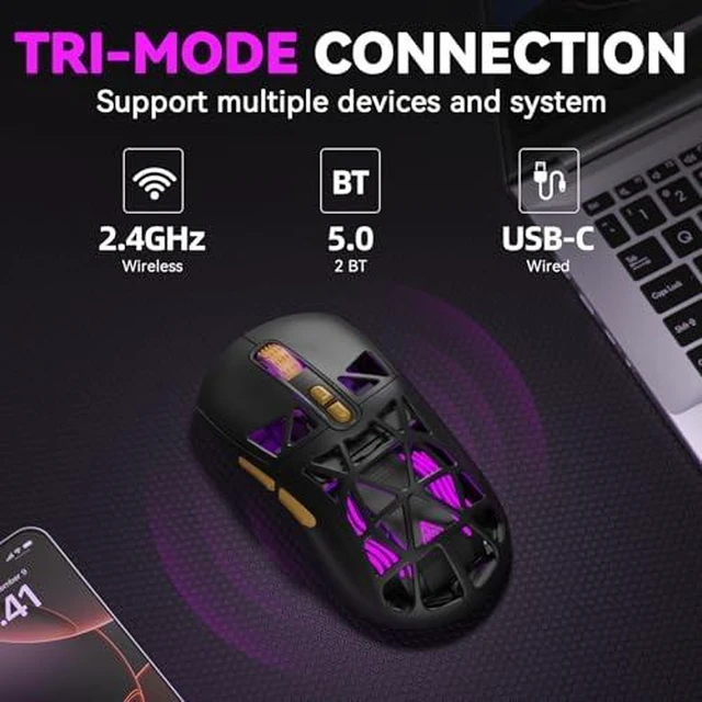 Alt view image 7 of 7 - Aula F3099 Wireless Keyboard with Media Knob RGB Backlit Gaming Keyboard +SOLAKAKA SM802 Wireless Gaming Mouse