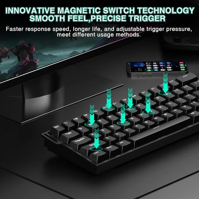 Alt view image 3 of 7 - Aula MINI60 HE Wireless Gaming Keyboard+SM850 - Wireless Gaming Mouse