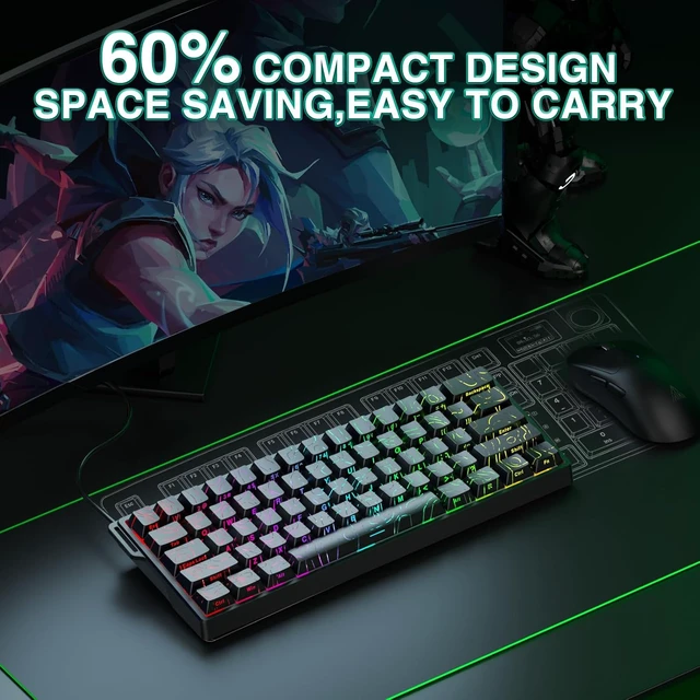 Alt view image 3 of 7 - Aula WIN60 HE - 60% Mechanical Gaming Keyboard Wired, Hall Effect Magnetic Switch Keyboard+SOLAKAKA SM850 Wireless Gaming Mouse24000 DPI Adjustable, Lightweight, Ergonomic Wireless Mouse