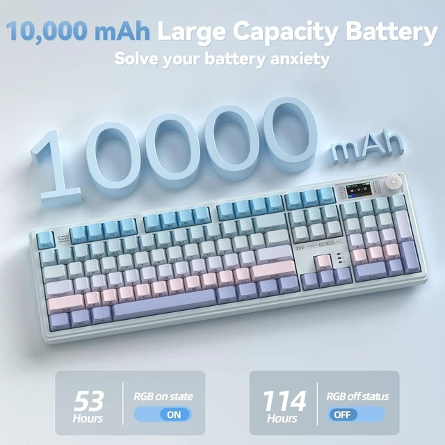 Alt view image 5 of 7 - LINGBAO K108 Pro Wireless Mechanical Creamy Keyboard with Number Pad & Knob