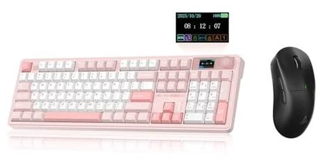 Main image of LINGBAO K108 Pro and Mouse Combo, Tri-Mode 2.4GHz/BT/Wired USB Rechargeable Creamy Keyboard with Number Pad+ SM850 Wireless Gaming Mouse Programmable Buttons,24000 DPI Adjustable for PC/Mac
