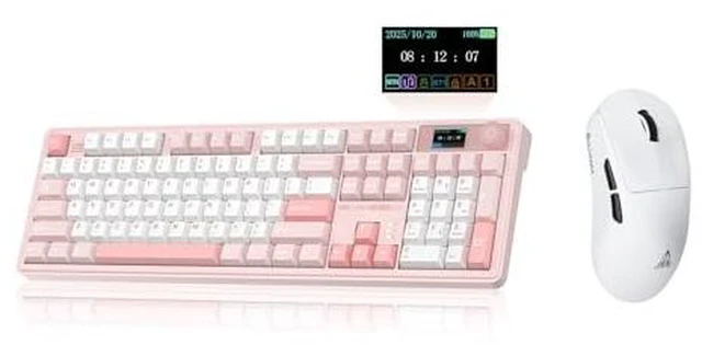 Main image of LINGBAO K108 Pro and Mouse Combo, Tri-Mode 2.4GHz/BT/Wired USB Rechargeable Creamy Keyboard with Number Pad+ SM850 Wireless Gaming Mouse Programmable Buttons,24000 DPI Adjustable for PC/Mac