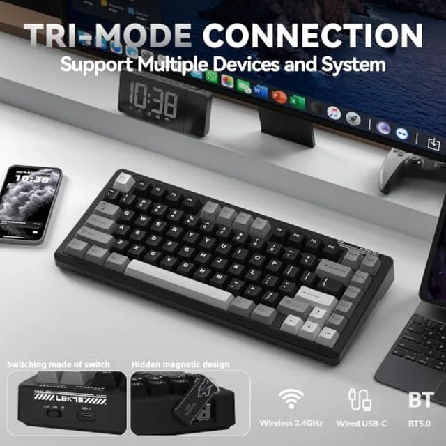 Alt view image 3 of 7 - LINGBAO K75 Wireless Mechanical 75% Gaming Keyboard+SOLAKAKA SM802 Wireless Gaming Mouse