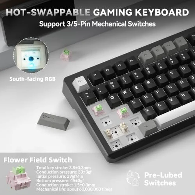 Alt view image 4 of 7 - LINGBAO K75 Wireless Mechanical 75% Gaming Keyboard+SOLAKAKA SM802 Wireless Gaming Mouse