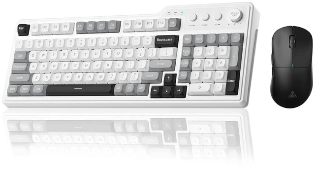 Main image of Aula F3099 Wireless Keyboard with Media Knob RGB Backlit Gaming Keyboard + SOLAKAKA SM850 - Wireless Gaming Mouse - Programmable Buttons,24000 DPI AdjustablePC Gaming & Office Mice for Win/Mac/Linux