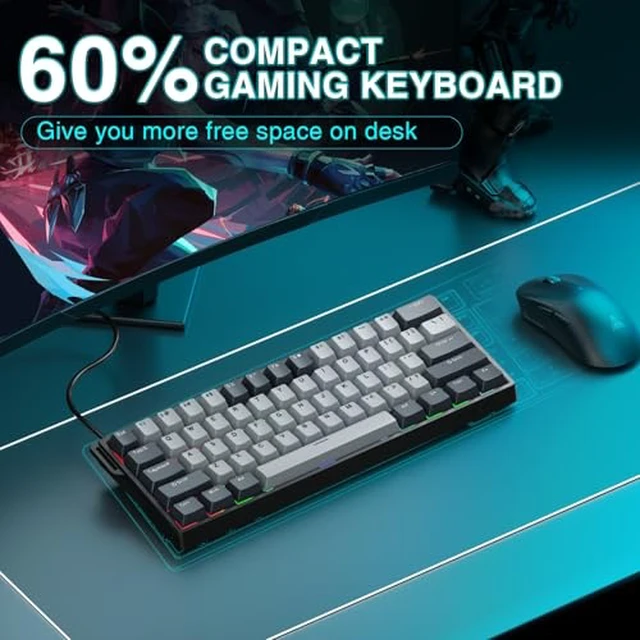 Alt view image 3 of 7 - Aula WIN60 HE Pro- 60% Mechanical Gaming Keyboard Wired, Hall Effect Magnetic Switch Keyboard+SM802 Wireless Gaming Mouse,24,000 DPI Max,Lightweight Computer Mouse for Laptop/PC
