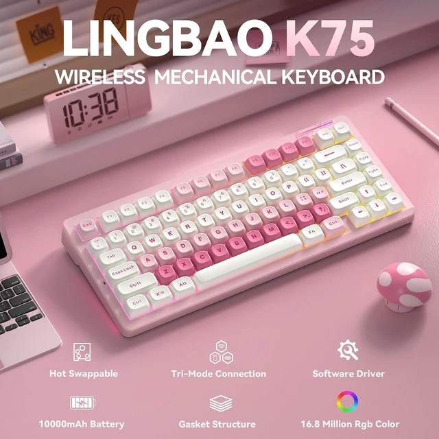 Alt view image 2 of 7 - LINGBAO K75 Wireless Mechanical 75% Anime Gaming Keyboard+SM850 - Wireless Gaming Mouse