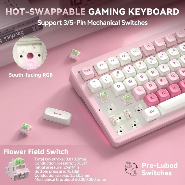 Alt view image 4 of 7 - LINGBAO K75 Wireless Mechanical 75% Anime Gaming Keyboard+SM850 - Wireless Gaming Mouse