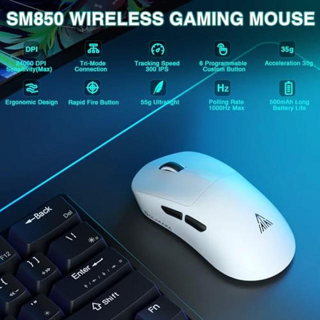 Alt view image 6 of 7 - Aula WIN60 HE MAX- 60% Mechanical Gaming Keyboard Wired, Hall Effect Magnetic Switch Keyboard+SOLAKAKA SM850 Wireless Gaming Mouse24000 DPI Adjustable, Lightweight, Ergonomic Wireless Mouse