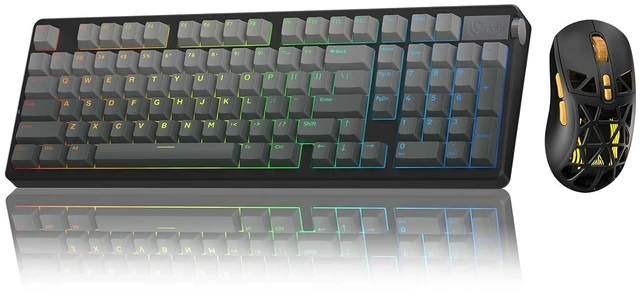 Main image of LEOBOG A98 Wireless Mechanical Keyboard, Tri-Mode BT5.0/2.4GHz/USB-C Creamy Keyboard +SOLAKAKA SM802 Wireless Gaming Mouse,24,000 DPI Max,Tri-Mode 2.4GHz/BT/Wired USB Rechargeable Black Mouse