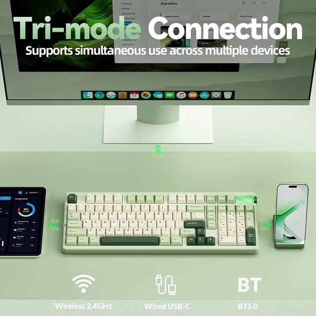 Alt view image 3 of 7 - LEOBOG A98 Wireless Mechanical Keyboard and Mouse Combo,RGB Backlit Rechargeable 8000mAh Battery, Creamy Keyboard with Number Pad+ SM802 Wireless Gaming Mouse,24,000 DPI Max,Lightweight Computer Mouse