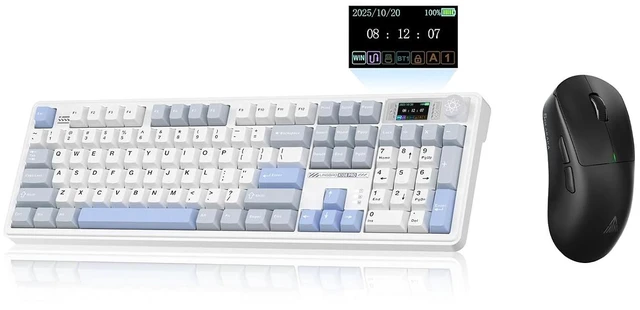 Main image of LINGBAO K108 Pro and Mouse Combo, Tri-Mode 2.4GHz/BT/Wired USB Rechargeable Creamy Keyboard with Number Pad+ SM850 Wireless Gaming Mouse Programmable Buttons,24000 DPI Adjustable for PC/Mac