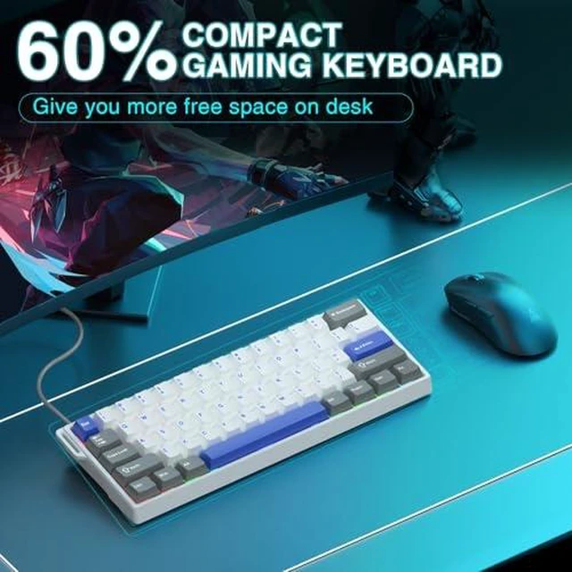 Alt view image 3 of 7 - Aula WIN60 HE MAX- 60% Mechanical Gaming Keyboard Wired, Hall Effect Magnetic Switch Keyboard+SM802 Wireless Gaming Mouse,24,000 DPI Max,Lightweight Computer Mouse for Laptop/PC