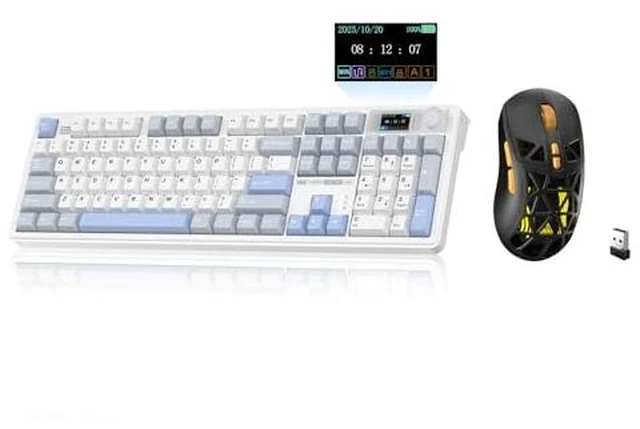 Main image of LINGBAO K108 Pro And Mouse Combo, Tri-Mode 2.4GHz/BT/Wired USB Rechargeable Creamy Keyboard with Number Pad+ SM802 Wireless Gaming Mouse,24,000 DPI Max68g Lightweight Computer Mouse for Laptop
